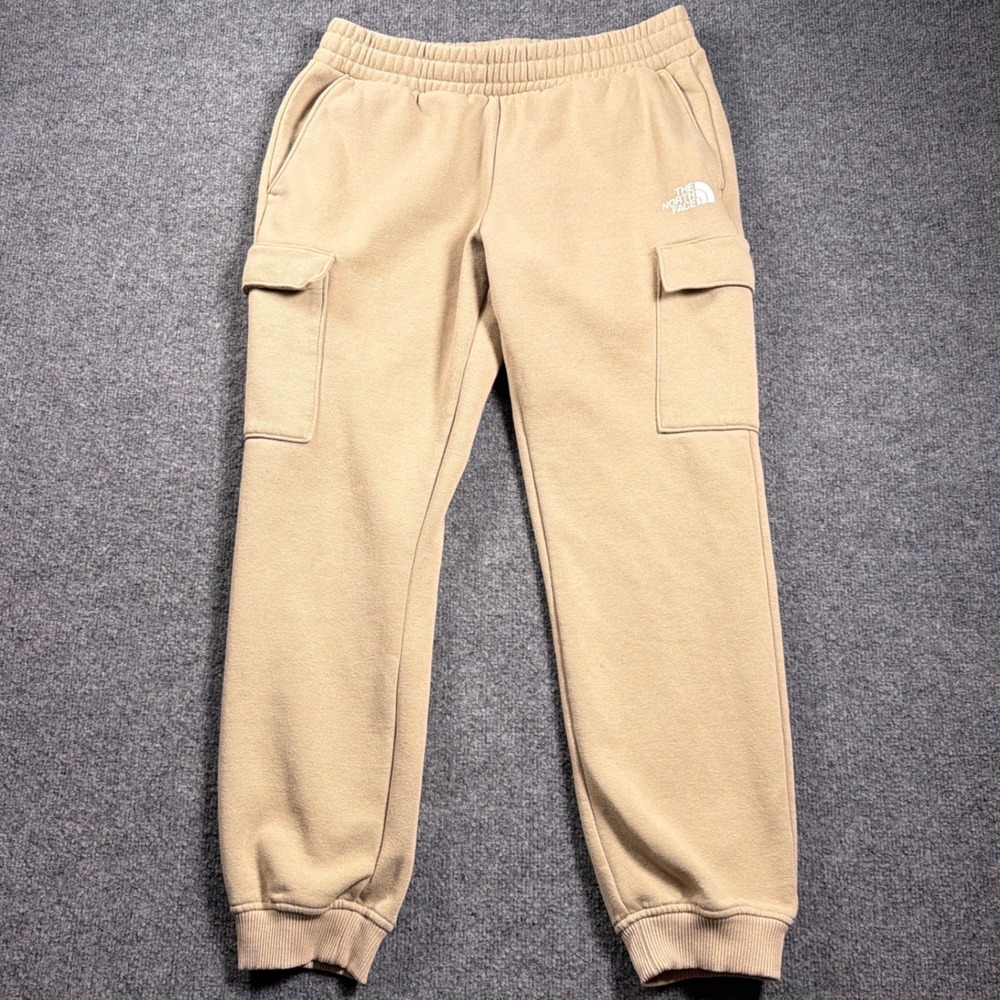 The North Face Cargo Sweatpants Mens Medium Tan Fleece Joggers Athletic Ribbed